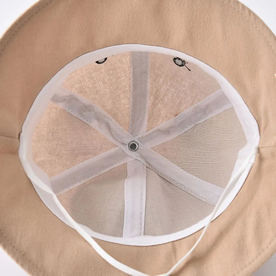 Baby Bucket Hat Infant Sun Hat Toddler Panama Bear Hat Wide Brim Fisherman Caps Kids Spring Summer Beach Safari Hat 3-18 Months