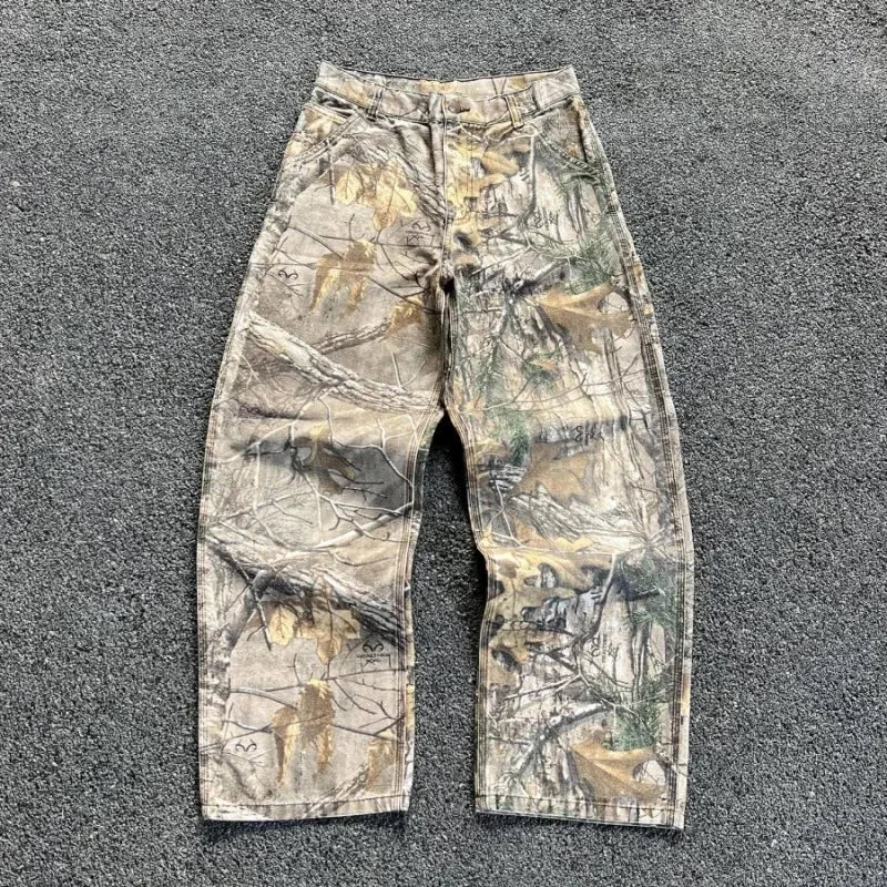 Y2K Jeans New Gothic Embroidery Casual Washed Cowboy Pants Men Retro Streetwear Hip Hop Loose Fashion High Waist Straight pants