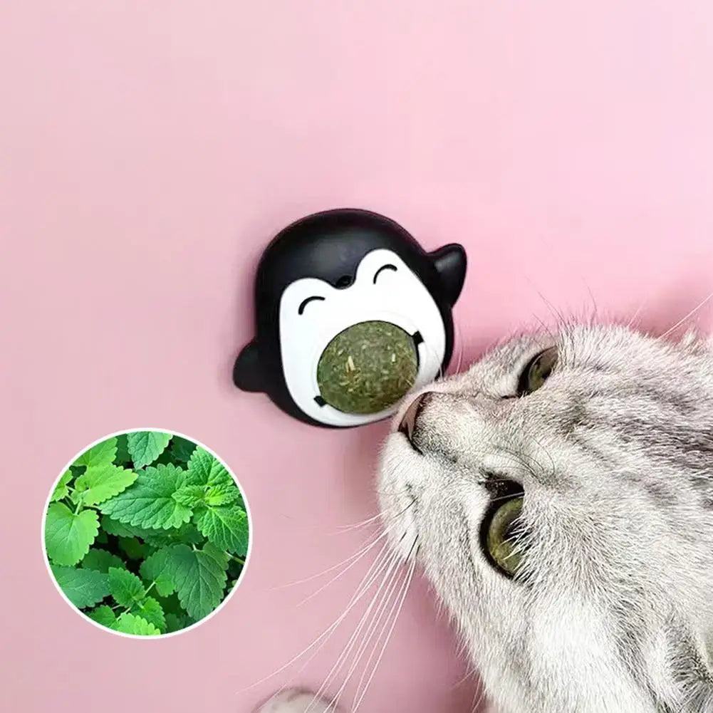 Cat Catnip Ball Penguin Shape 360 Degree Rotating Healthy Edible Ball Teeth Cleaning Molar Toy Cat Candy Snacks Pet Supplies