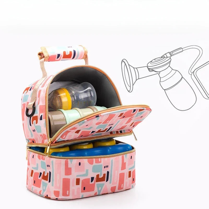 Thermal Insulation Bag Double-deck High-capacity Backpack Multifunction Diaper Bags Baby Bottle Outdoors Portable Mummy Bag