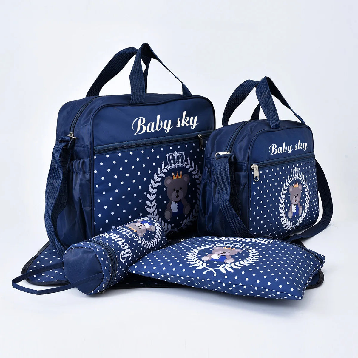 5pcs Baby Diaper Bag Set Maternity Shoulder Bag Handbag Nappy Storage Organizer Large Capacity Mom Hand Totes Mummy Stroller Bag