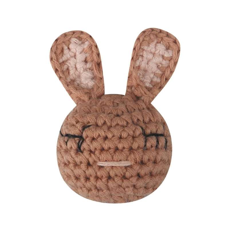 Handmade Crochet Bear Animal elephant Head Knitting Beads DIY Baby Pacifier Chain Chewable Accessories Newborn Teether Toy