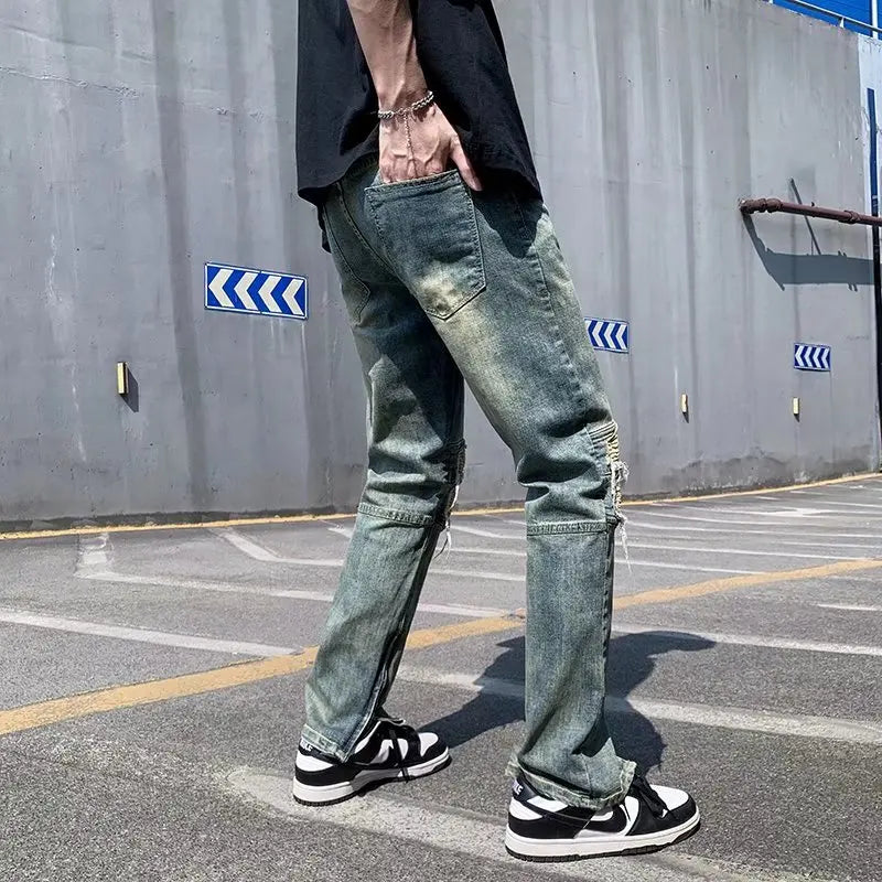 2023 Y2K Fashion Stretch Slim Ripped Jeans Pants For Men Clothing Ankle Zipper Vintage Skinny Biker Denim Trousers Ropa Hombre