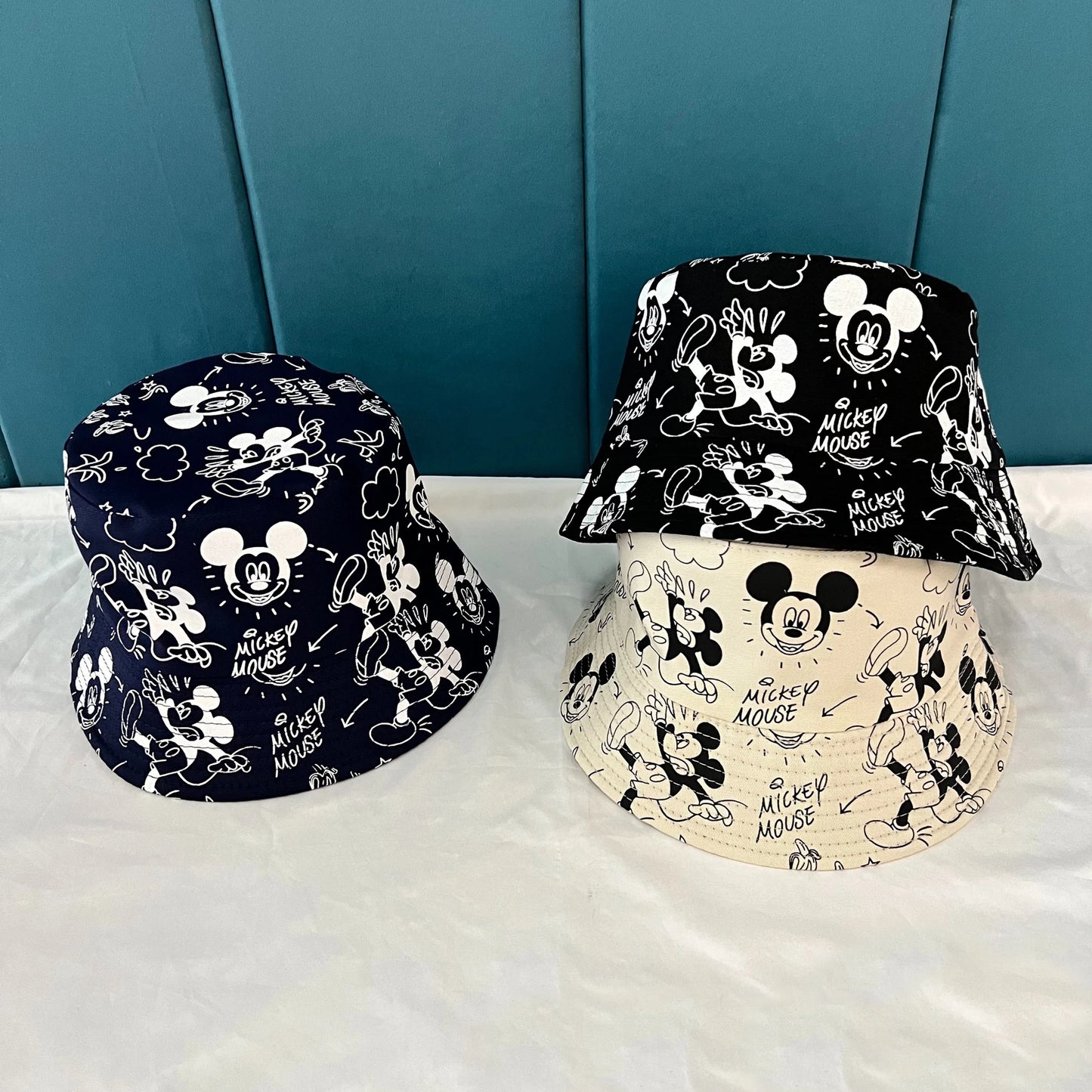 Disney Mickey Mouse Hat Anime Double-sided Printing Cotton Cap Fisherman Caps for Boys Girls Women Fashion Travel Visor Cap