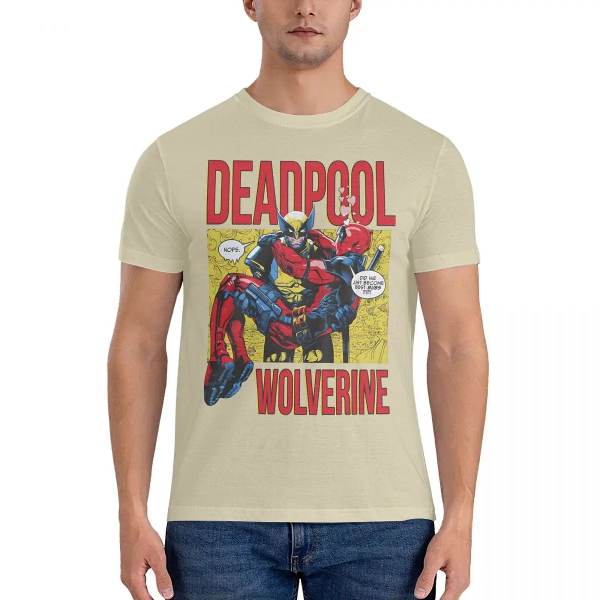 Besties Men's T Shirt Marvel X-man Deadpool & Wolverine Awesome Tees Short Sleeve Crew Neck T-Shirt Cotton Gift Idea Clothing