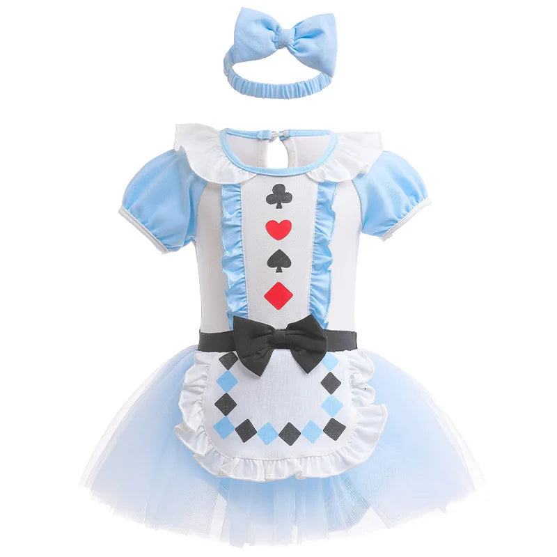 Fancy Fairy Baby Romper Elsa Ariel Belle Rapunzel Princess Costume 1 Year Birthday Tutu Dress Lace Headband Christening Baptism