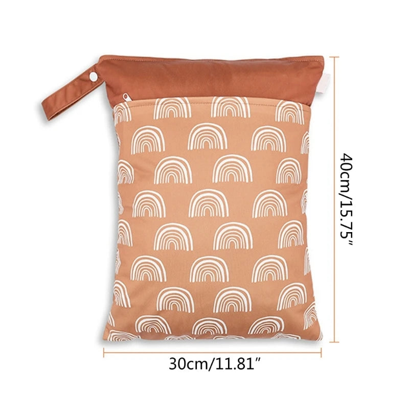 B2EB Infant Diaper Bag Print Dry Wet Bag for Diaper Nappies Organize Waterproof Zipper Bag Baby Stroller Diaper Storage Bag