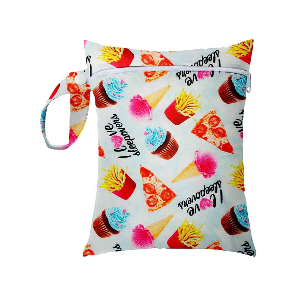 1Pcs 25x20cm Diaper Bag Baby Nappy Bag Wet Bags Waterproof Reusable Wet Bag Printed Pocket Nappy Bags PUL Travel Wet Dry Bags