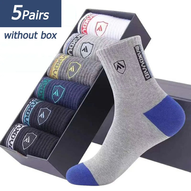 5 Pairs Apring Mens Sports Socks Summer Leisure Sweat Absorbent Comfortable Thin Breathable Basketball Large Size Meias EUR43-47