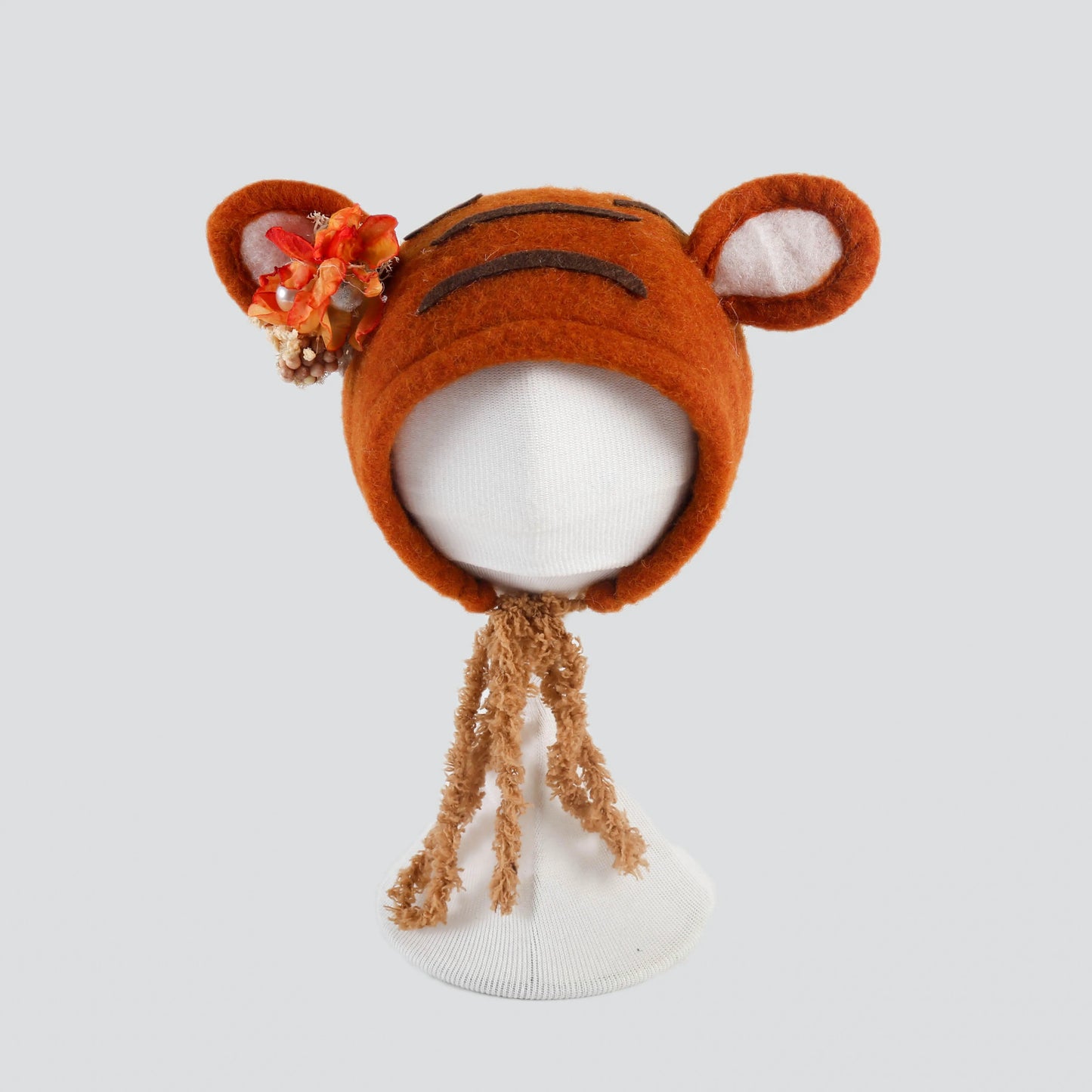 Newborn Wool Felt Deer Bonnet Girl Baby Flower Hat Newborn Photography Props Boy Baby Reindeer Hat Photo Shoot