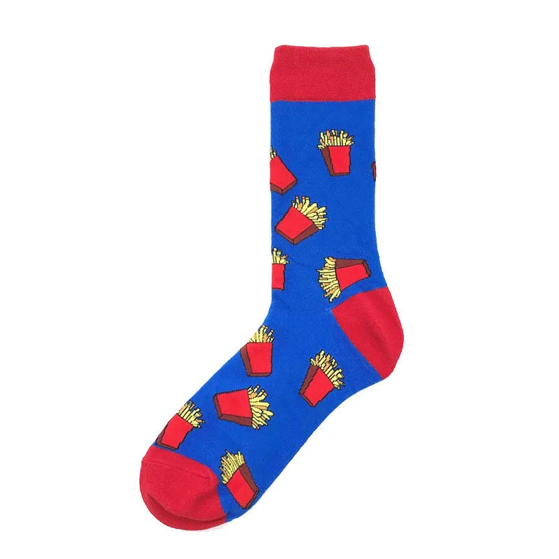 Delicious Food Beer Hamburger Printing Men Socks Creative Crew Funny Cartoon Sokken Harajuku Hip Hop Novelty Calcetines Hombre