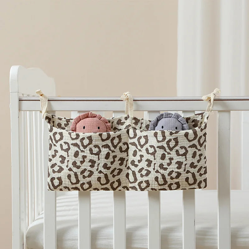 Baby Bedside Hanging Storage Bag 2 Pockets Organizer for Baby Cribs and Toys Hanging Baby Diaper Organizer