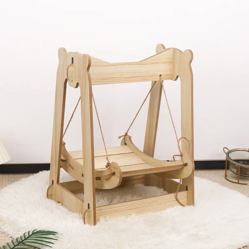 Hammock Bed for Pet Wooden Shaker Cat Supplies Small Pet Double-layer Anti-rollover Swing Hanging Nest Dog Cat's House Puppy