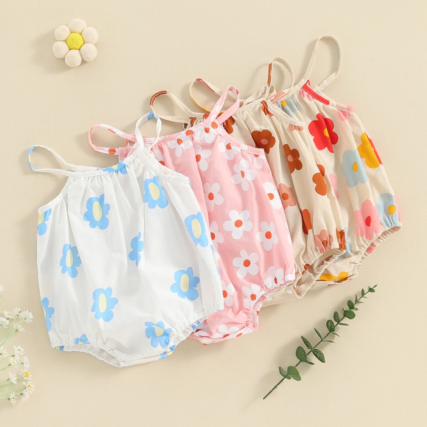 Baby Clothing New Born Girl Sleeveless Romper Summer Floral Print Bandage Jumpsuit for Newborn Toddler Cute Clothes