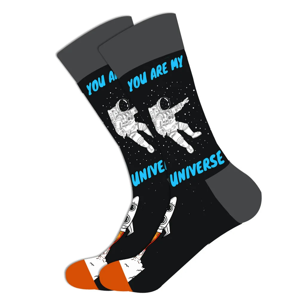 Streetwear Big Sieze Funny Socks Men with Cartoon Animals and Fruits Hip Hop Men's Socks Cotton Gifts for Men 2601