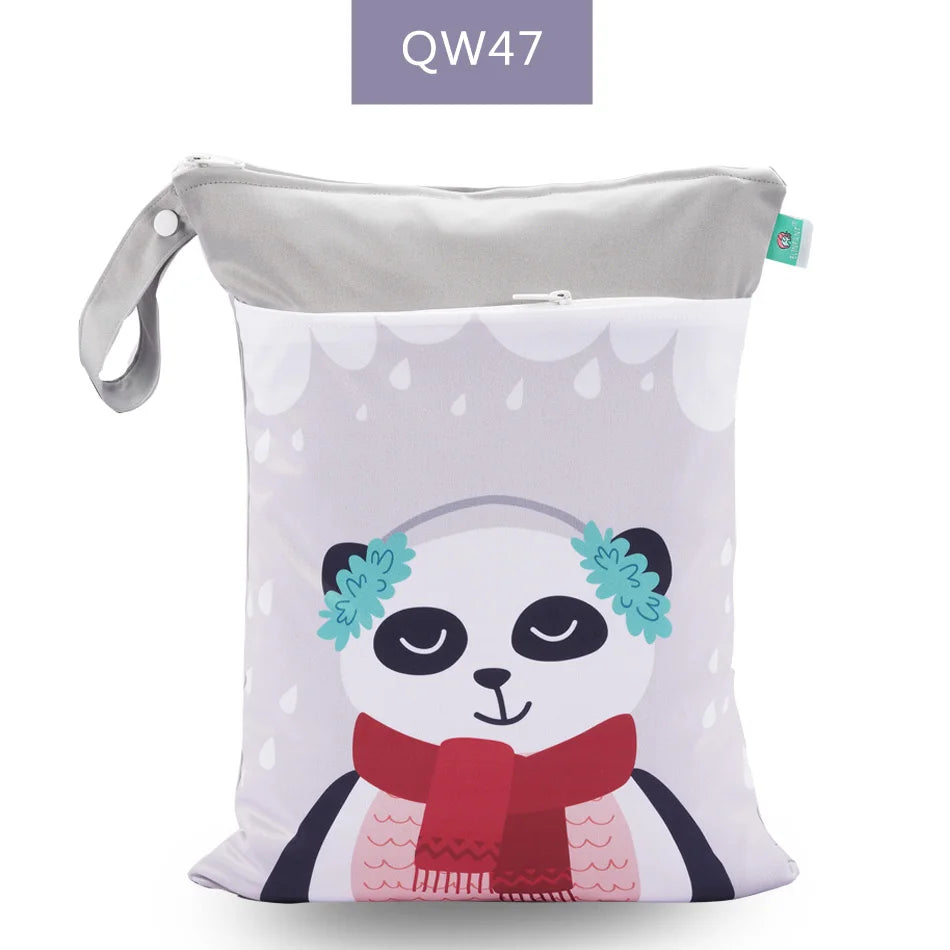 Elinfant Baby Diaper Bag Cartoon Print Waterproof Wet Dry Nappy Zipper Handbag Stroller Carry Pack Travel Outdoor Wet Diaper Bag