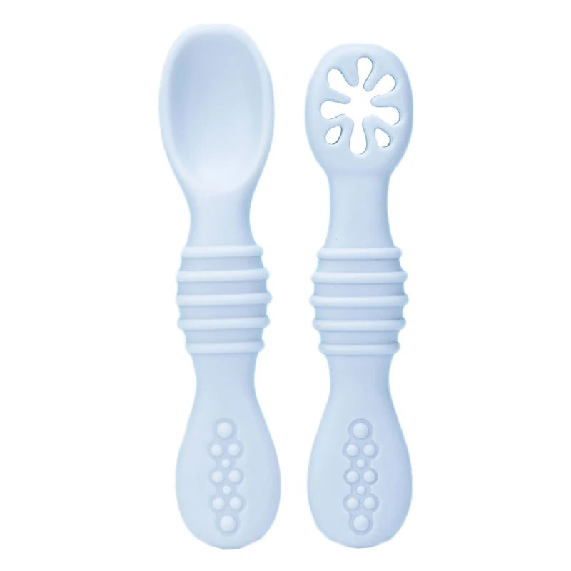 Baby Spoon Forks Set Food Grade Silicone Sticky Spoon Children Cutlery Training Spoon Kids Feeding Tableware Kitchen Accessories