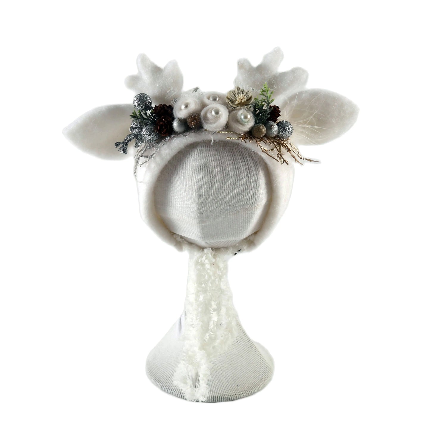 Newborn Wool Felt Deer Bonnet Girl Baby Flower Hat Newborn Photography Props Boy Baby Reindeer Hat Photo Shoot