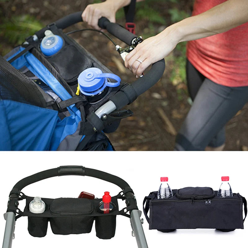 Stroller Organizer with Insulated Cup Holder By Detachable Phone Bag Shoulder Strap Fits for Stroller Baby Stroller Accessories
