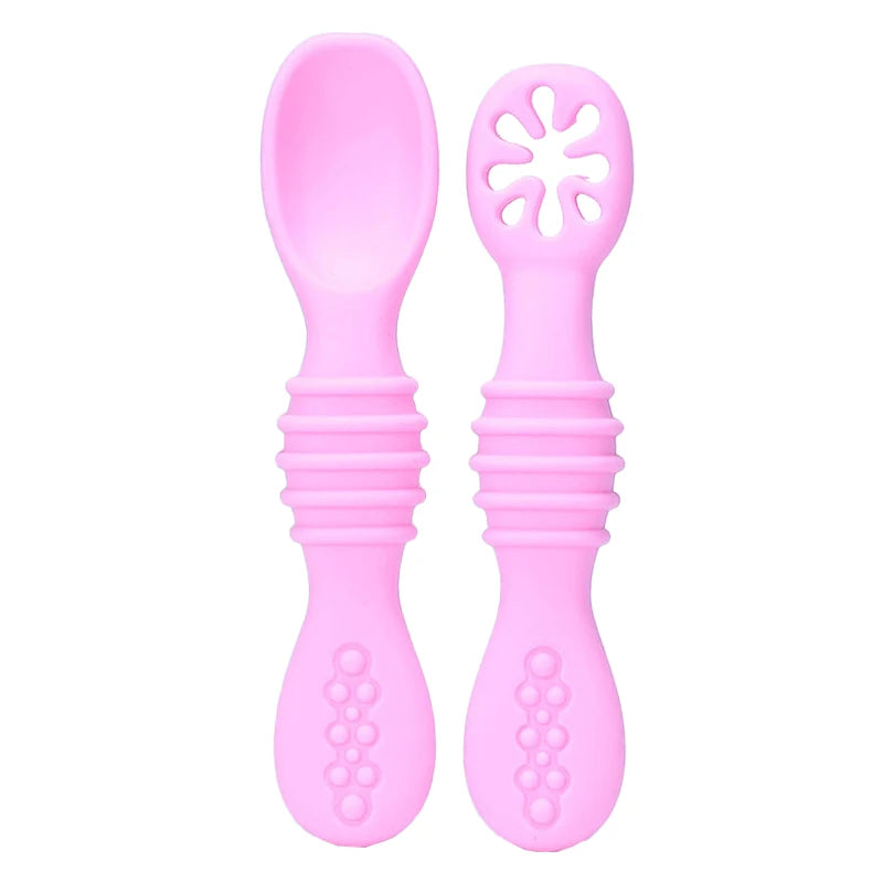 Baby Spoon Forks Set Food Grade Silicone Sticky Spoon Children Cutlery Training Spoon Kids Feeding Tableware Kitchen Accessories
