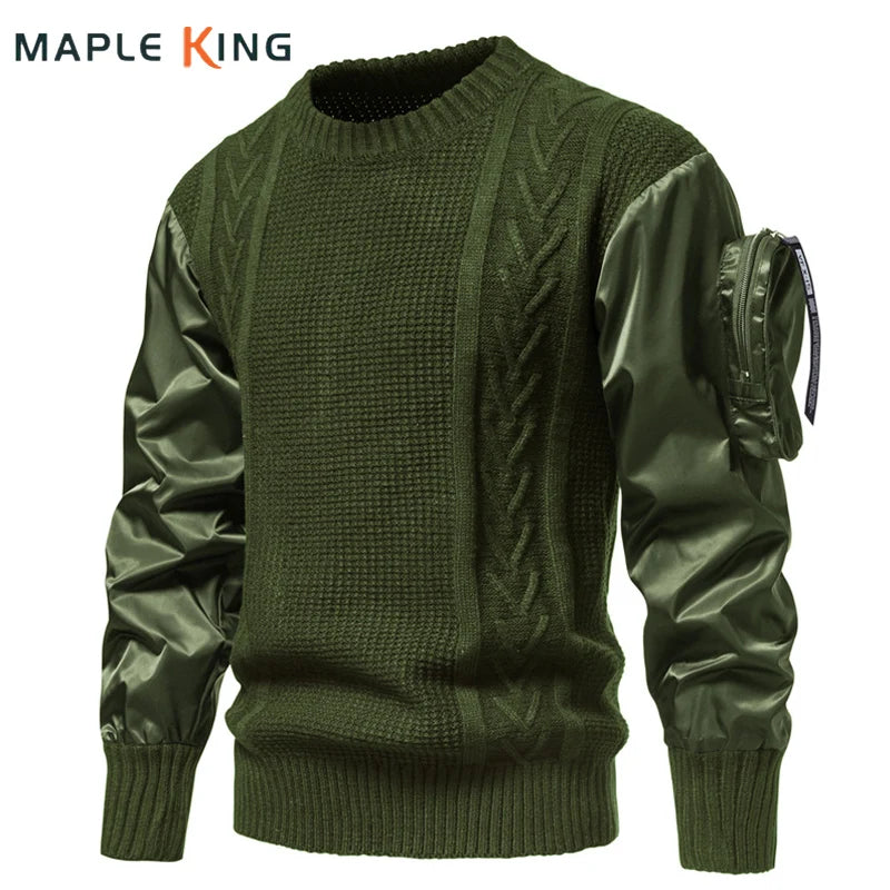 Army Sweater Men Tactical Military Outdoor Patchwork Arm Pocket Designer Pullover Jumper Sweaters Mens Jersey Hombre Streetwear