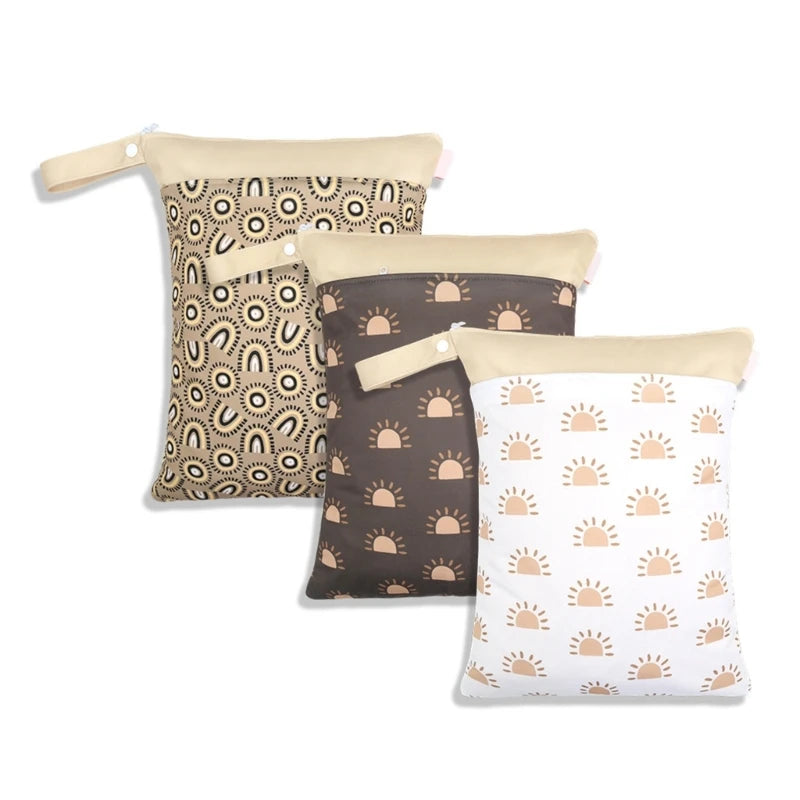 B2EB Infant Diaper Bag Print Dry Wet Bag for Diaper Nappies Organize Waterproof Zipper Bag Baby Stroller Diaper Storage Bag