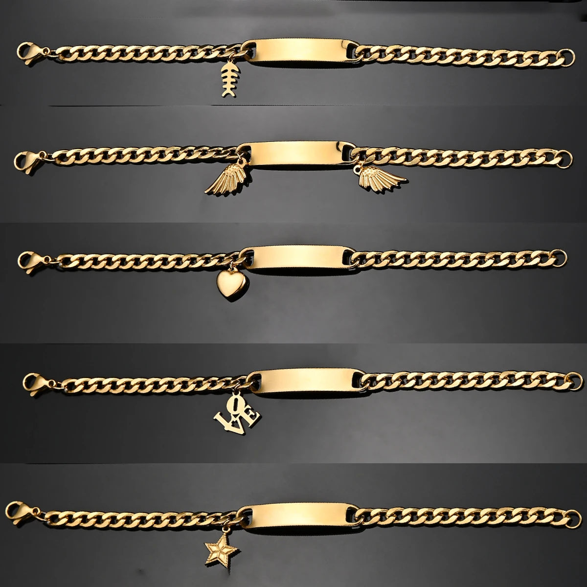 Atoztide Engrave Name Cross Heart Bracelet Stainless Steel For Men Women Adjustable Cuban Chain Personalized Jewelry Gift