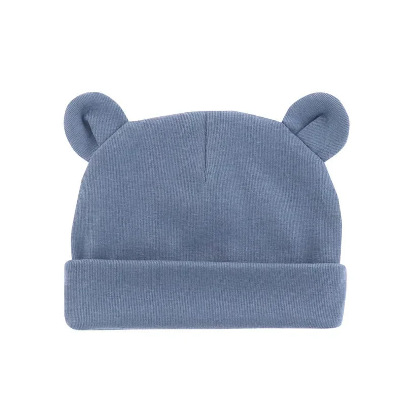 Xgnvpy Winter Baby Hat Comfortable Solid Color Hats Cute Ear Shape Cotton Cap Newborn Photography Props 0 -1 Infant Bonnet Items