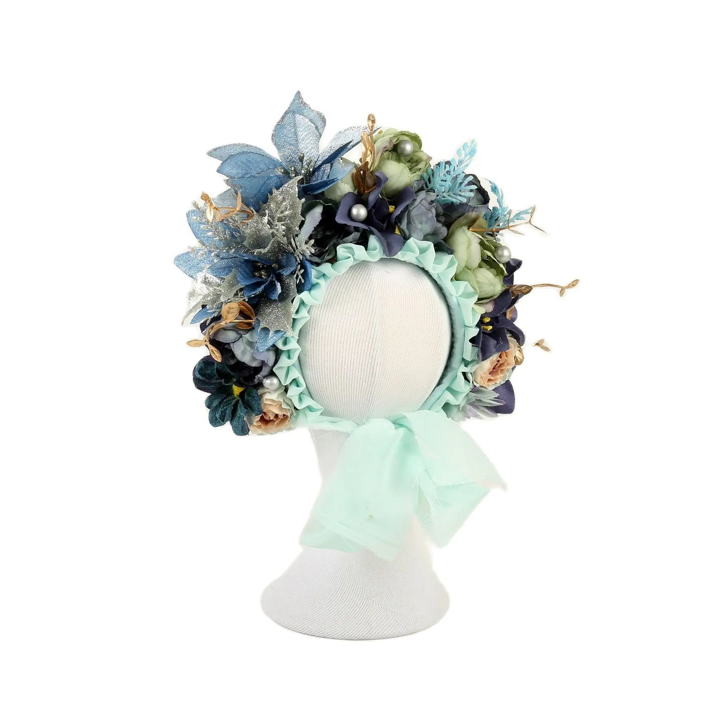 Vintage Newborn Floral Bonnet Baby girl Hat For Photography Knitted Newborn Garden Flower Bonnet For Photo Shoot Props