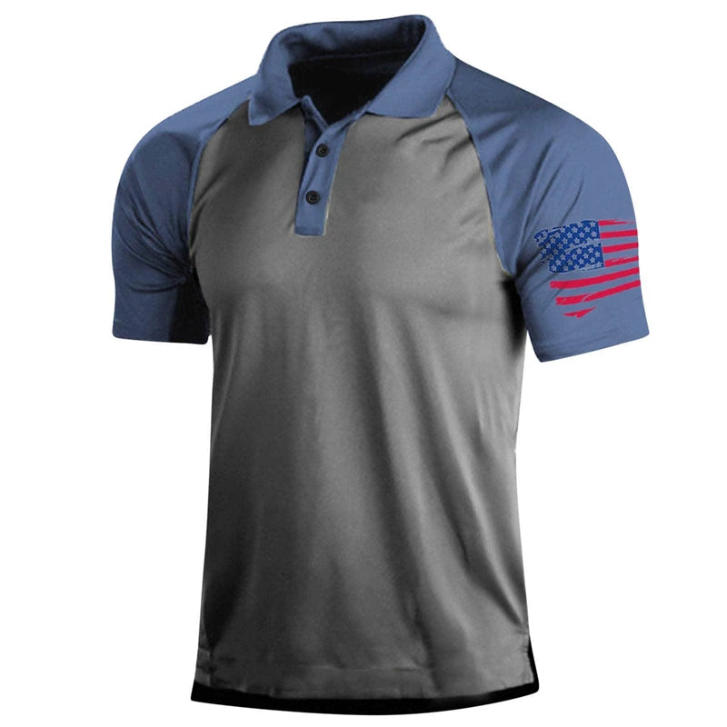 Summer Mens Polo Shirt Causal Fashion Sweatshirt America Flag 3D Printed T Shirt Short Sleeve Homme Vintage Streetwear Loose Top