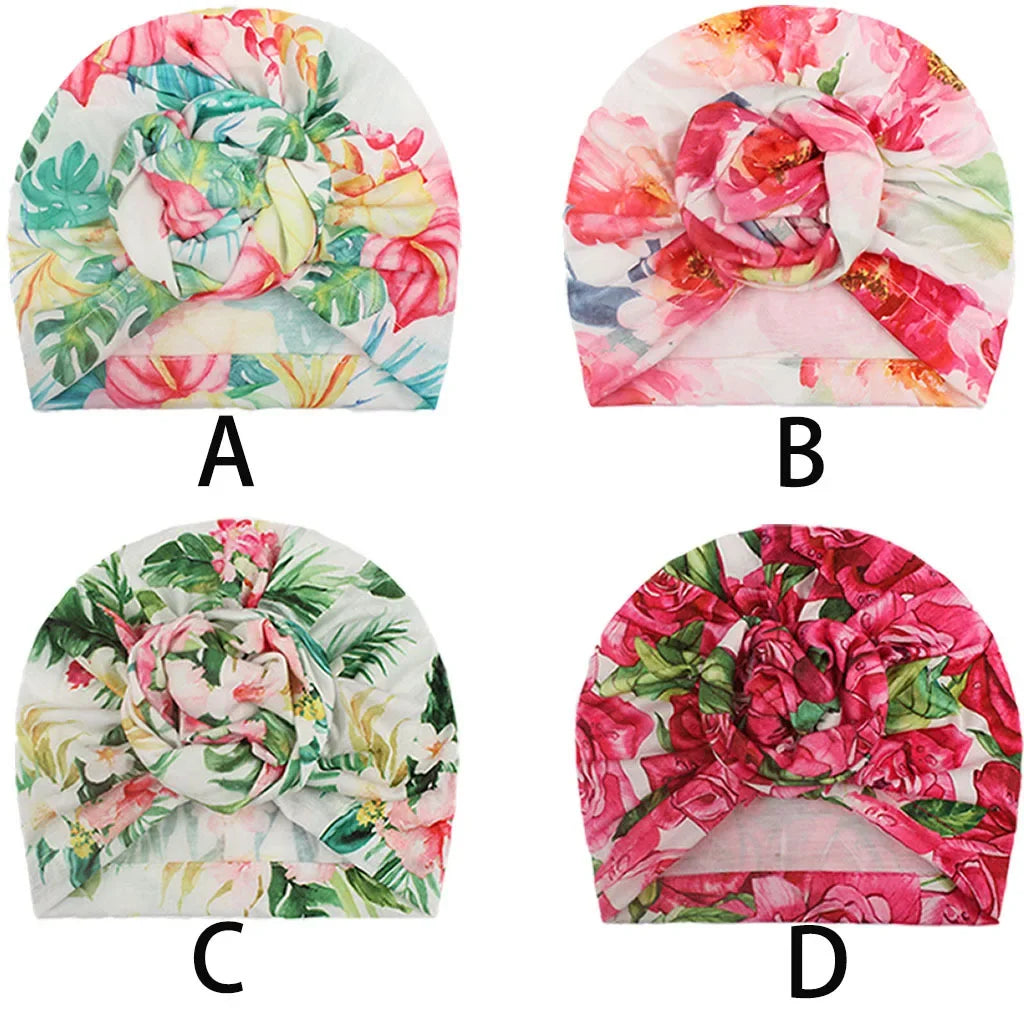 Cute 1PCS Knot Printed Flower Hedging Hat Newborn Infant Toddler Caps Turban Baby Girls Beanie Headwear Gifts Hair Accessories