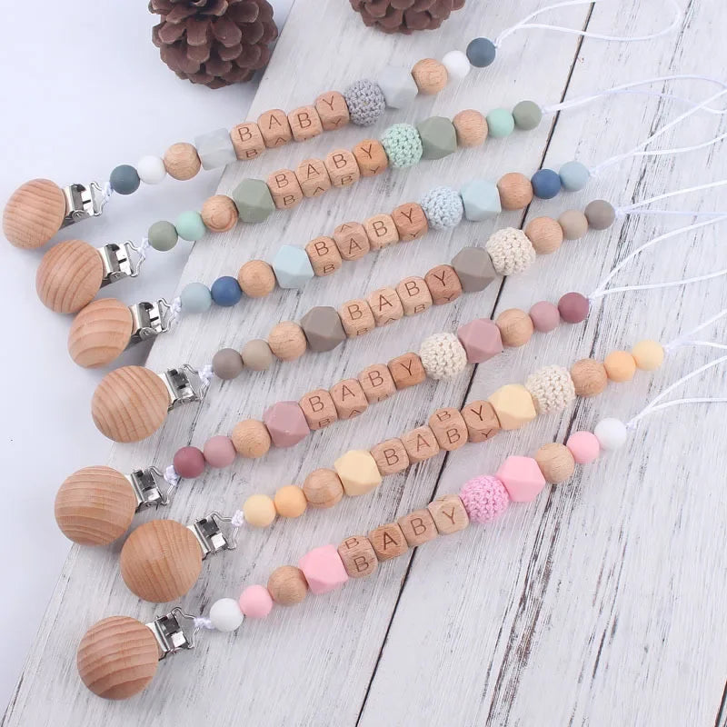 Baby Pacifier Clips Personalized Name Teethers Toys Dummy Nipples Holder Clip Chain Babies Accessories Newborn Custom Pacifiers