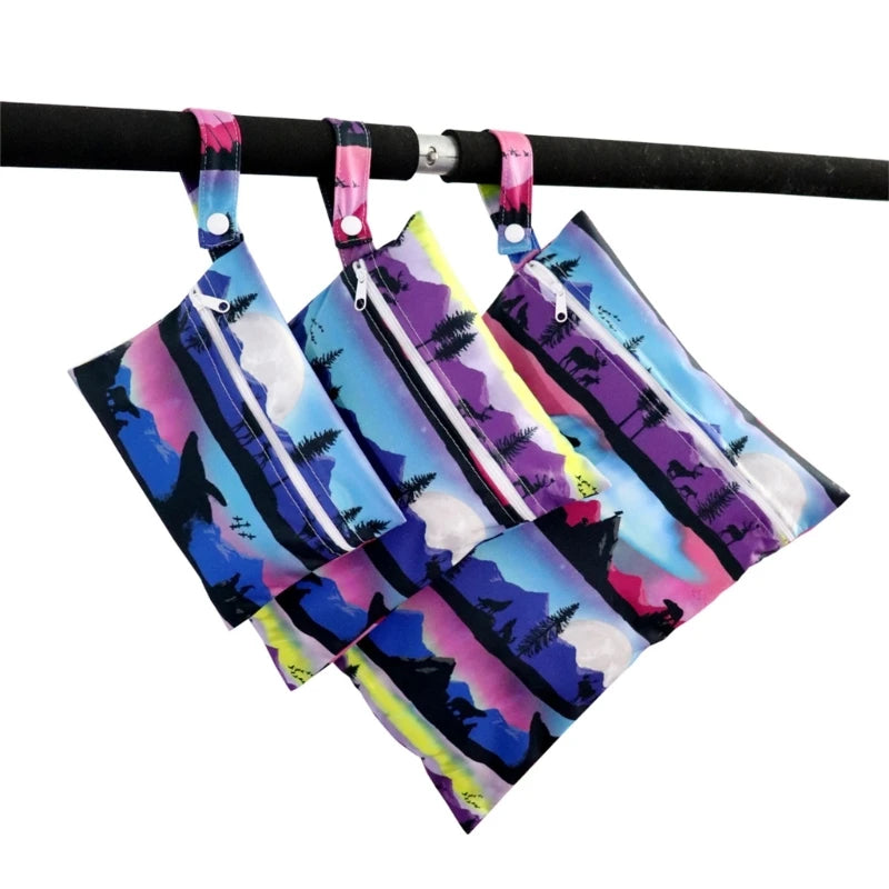 XXFE 3Pcs Diaper Bag Sanitary Pad Storage Bag Portable Reusable Hanging Wet Bags for Strollers Bedside