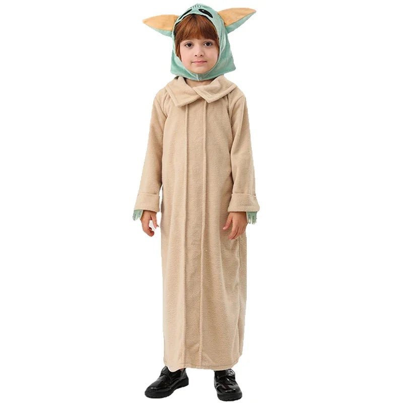 Yoda Costume Kids Star and Wars The Mandalorian Yoda Baby Cosplay Costume Hat Grogu Clothing Children Halloween Birthday Party G