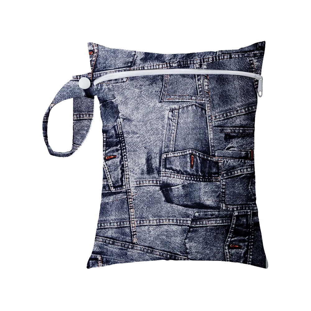 1Pcs 25x20cm Diaper Bag Baby Nappy Bag Wet Bags Waterproof Reusable Wet Bag Printed Pocket Nappy Bags PUL Travel Wet Dry Bags