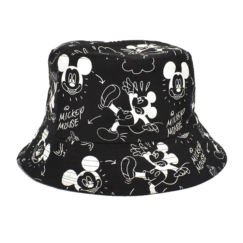 Disney Mickey Mouse Hat Anime Double-sided Printing Cotton Cap Fisherman Caps for Boys Girls Women Fashion Travel Visor Cap