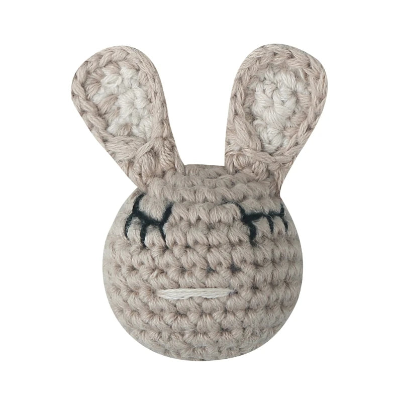 Handmade Crochet Bear Animal elephant Head Knitting Beads DIY Baby Pacifier Chain Chewable Accessories Newborn Teether Toy