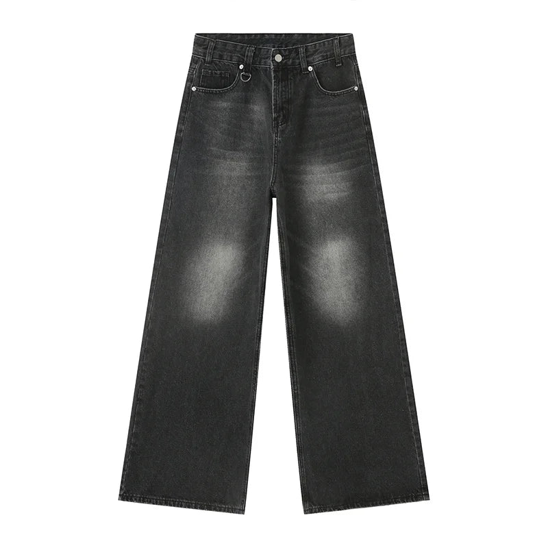 IEFB Men's Vintage Jeans Fashion Washed Street Casual Wide Leg Denim Pants Summer Distressed Loose Male Versatile Trousers 9C354