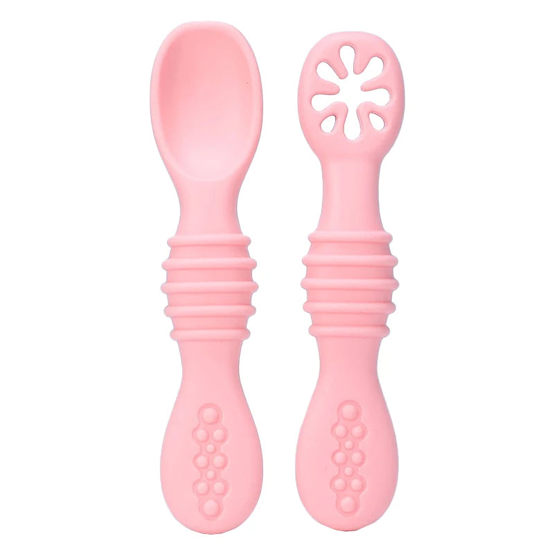Baby Spoon Forks Set Food Grade Silicone Sticky Spoon Children Cutlery Training Spoon Kids Feeding Tableware Kitchen Accessories