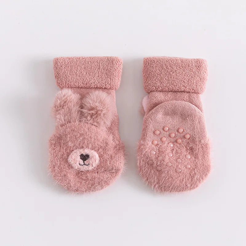 Toddler Socks Newborn Baby Winter Thick Prewalker Boys Autumn Terry Cotton Girl Infant Skidproof Sole Kids Cartoon Sock 0-3T
