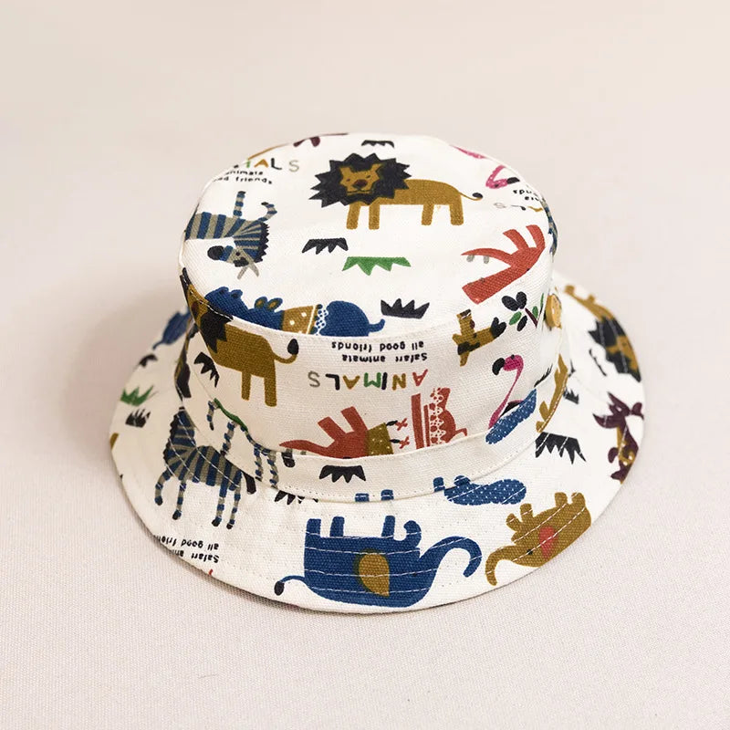 Cute Kids Outdoor Bucket Hats Children Sun Hats with Windproof Rope Cotton Baby Caps for Boys Girls Caps Summer Hat for Kids