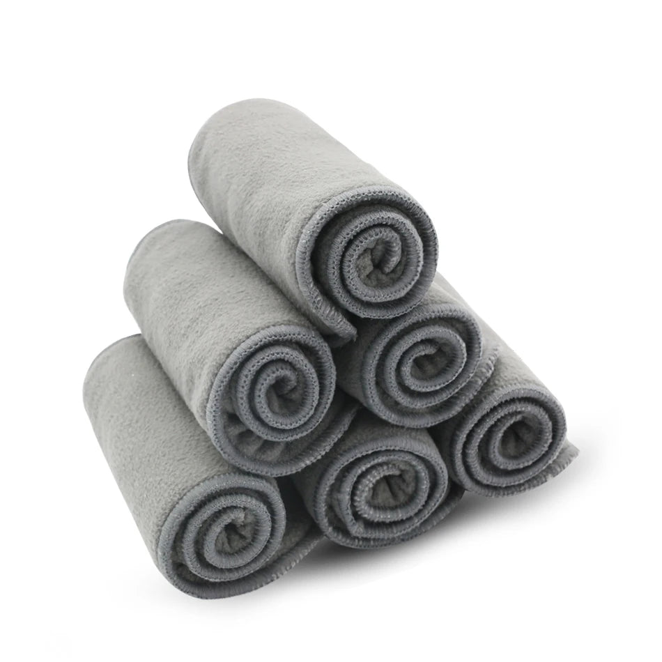 Elinfant 4/8/10 Pieces Baby Nappies Reusable Diaper Inserts 2 + 2 Layers Bamboo Charcoal Cloth Diaper 35 * 13.5cm for Baby