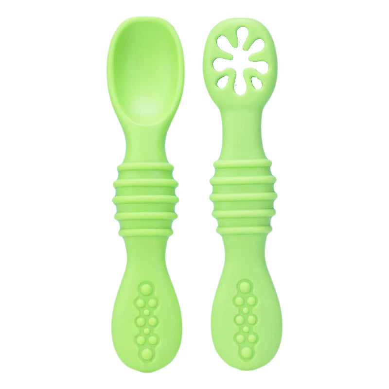 Baby Spoon Forks Set Food Grade Silicone Sticky Spoon Children Cutlery Training Spoon Kids Feeding Tableware Kitchen Accessories