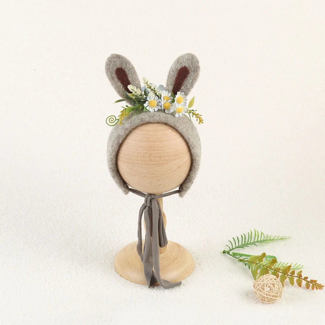 Newborn Wool Felt Deer Bonnet Girl Baby Flower Hat Newborn Photography Props Boy Baby Reindeer Hat Photo Shoot