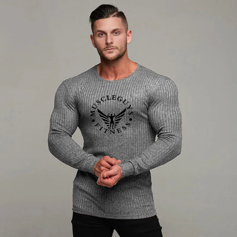 Muscleguys 2020 brand fashion thin men's pullover sweaters casual autumn fitness knitted sweater men masculino jersey clothes
