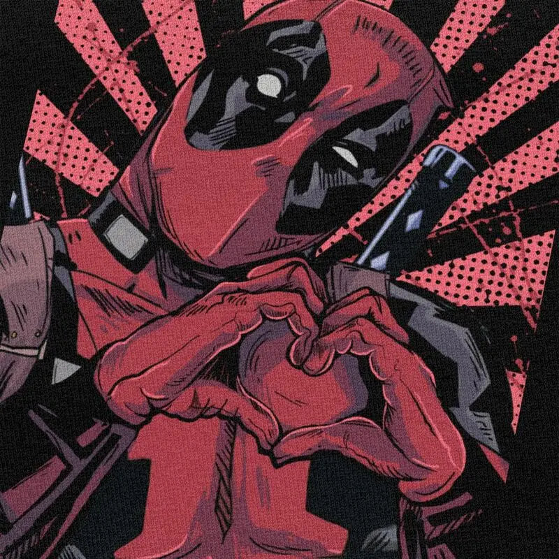 Cool Deadpool Hand Heart T Shirt Men Short Sleeved T-shirts Printed Tee Tops Cotton Regular Fit Tshirt Gift