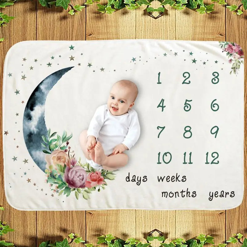 Baby Monthly Record Growth Milestone Blanket Newborn Photography Props Children Photo for Creative Moon Flower Background Cloth