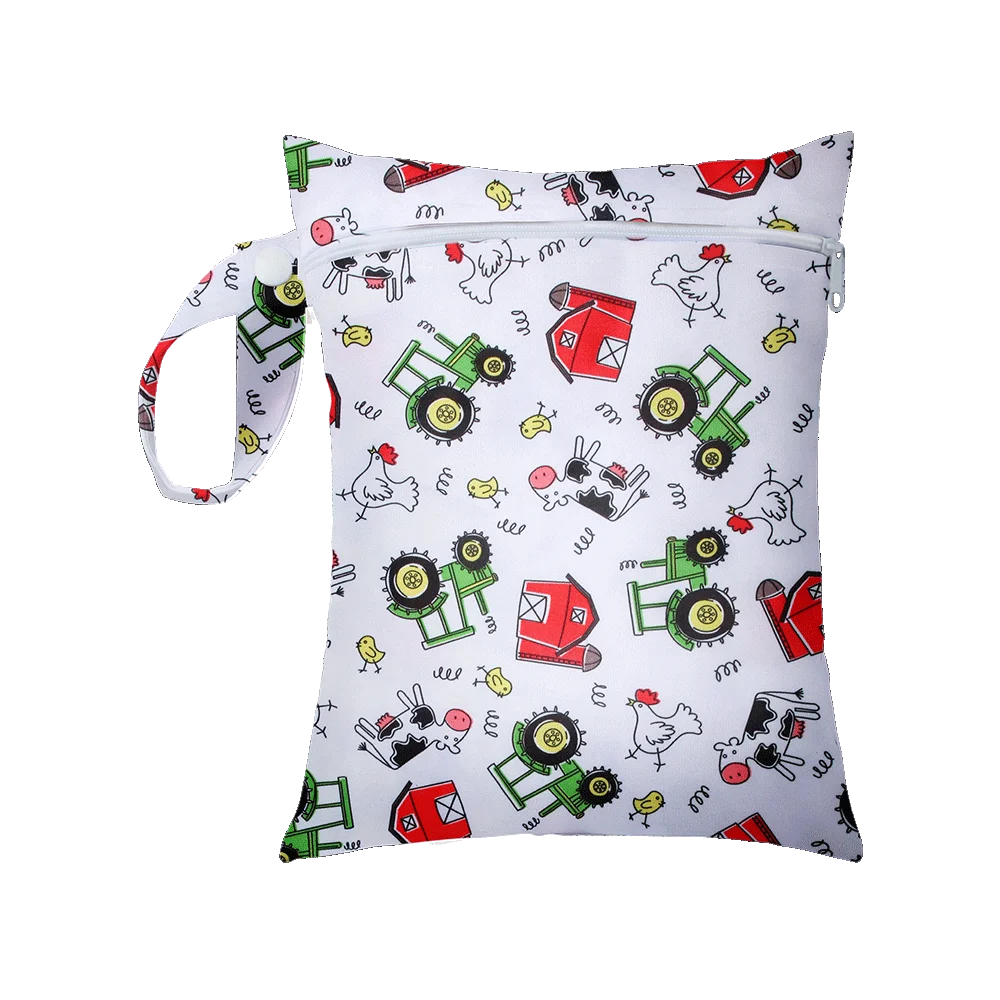 1Pcs 25x20cm Diaper Bag Baby Nappy Bag Wet Bags Waterproof Reusable Wet Bag Printed Pocket Nappy Bags PUL Travel Wet Dry Bags