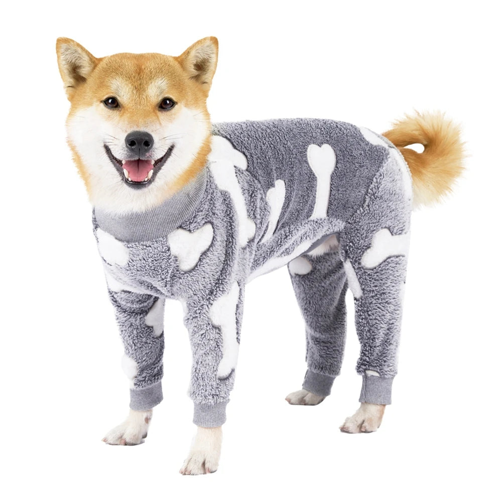 Four Legs Dog Pajamas Puppy Fleece Winter Warm Dog Jumpsuit Cute Pet Clothes Onesies For Medium Large Dogs Labrador Coat