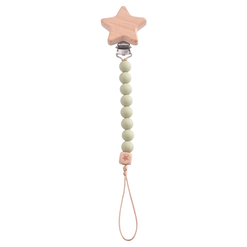 Baby Pacifier Chain Flower Shape Beech Wood Removable Clip For Handmade Baby Nipple Soother Chain Teething Toys Baby Accessories
